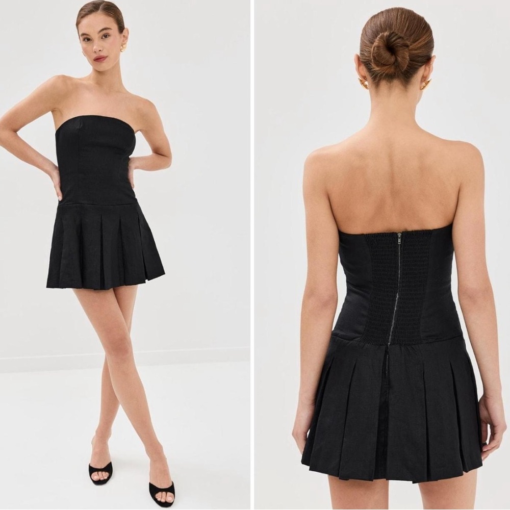 Reformation Black Strapless Mini Dress